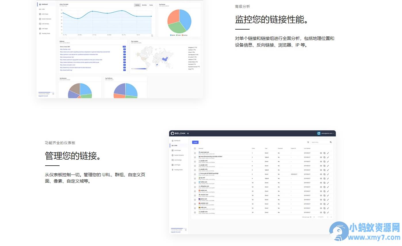BeLink缩短链数字名片系统-仿link3风格网站源码