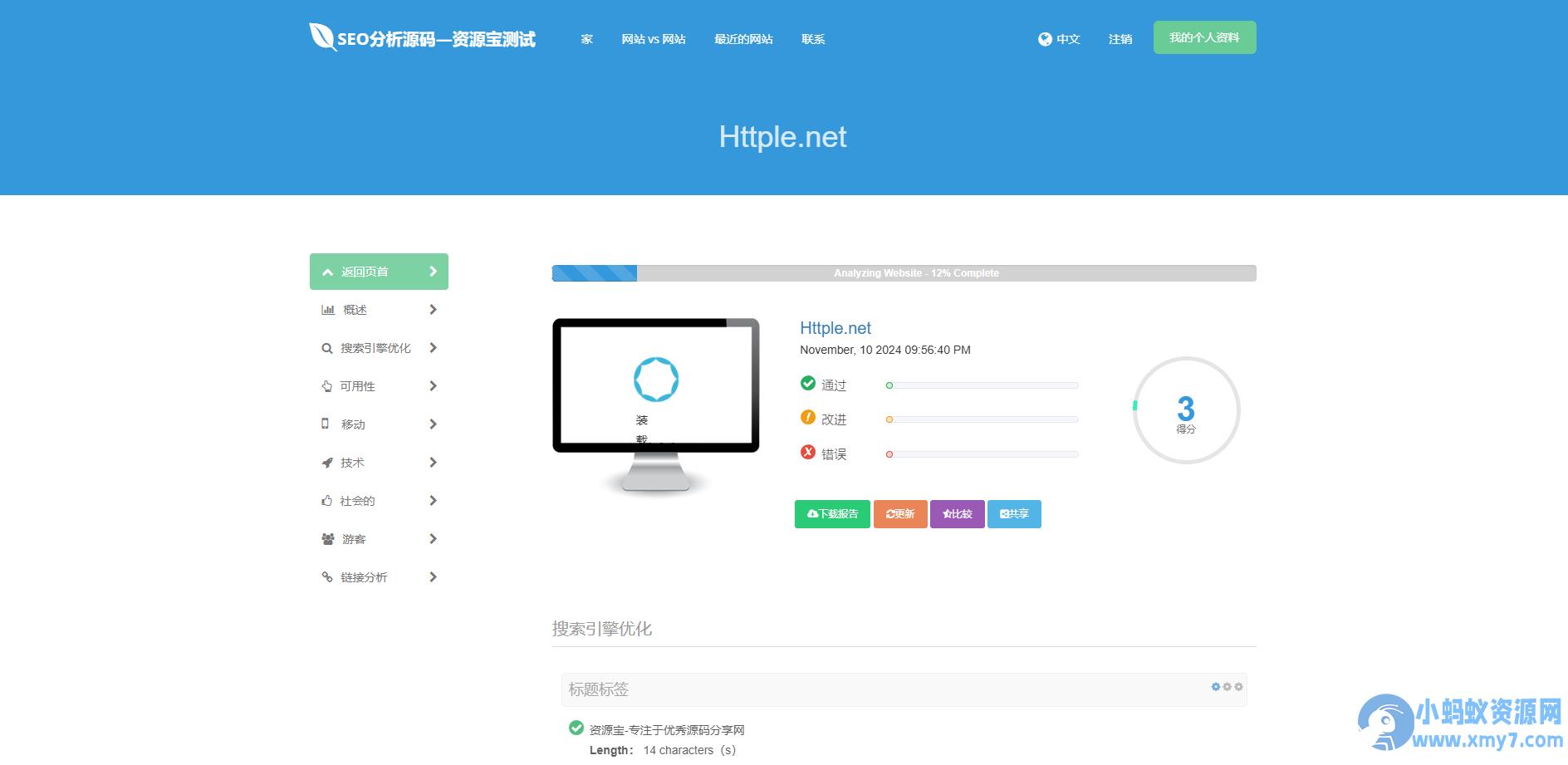 高级 SEO优化在线优化检测分析源码