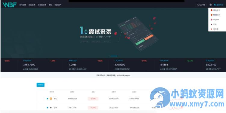 WBF多语言交易所/申购+自发币平台币+币币+杠杆+合约/附带安装教程/带VUE工程源码