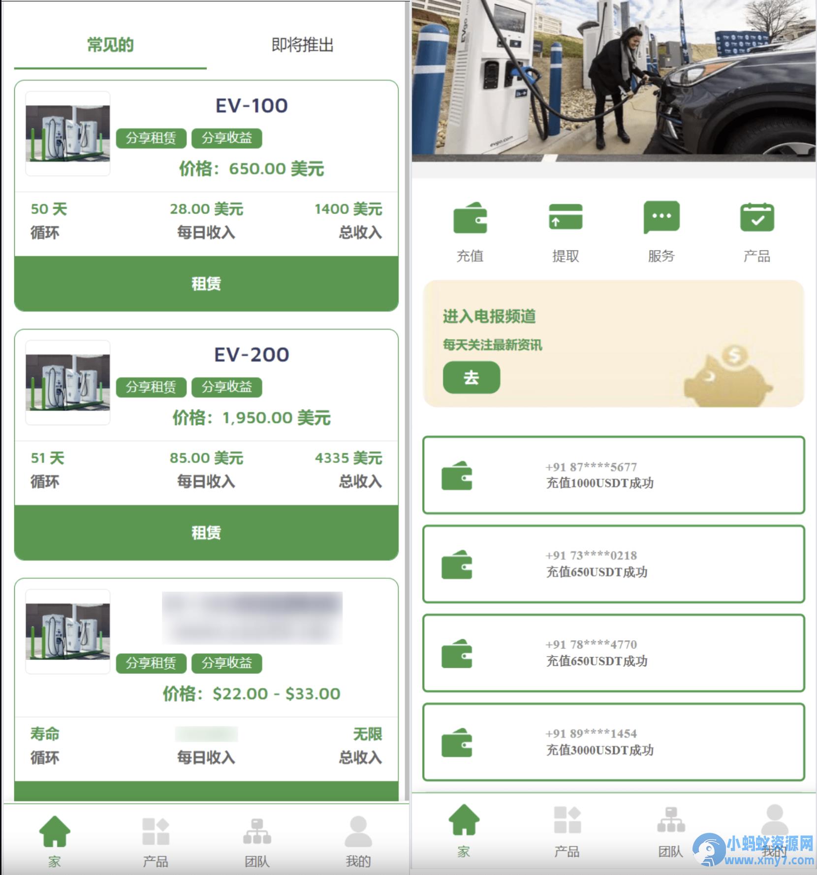 海外新能源充电桩共享投资源码/充电桩理财投资源码 租赁投资源码 – 聚源副业-聚源资源站