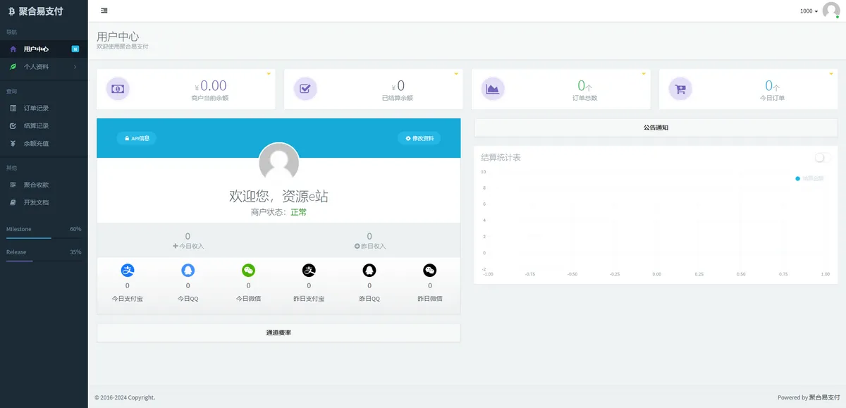 2024最新聚合免签约云支付系统平台整站源码+更新N套首页模板