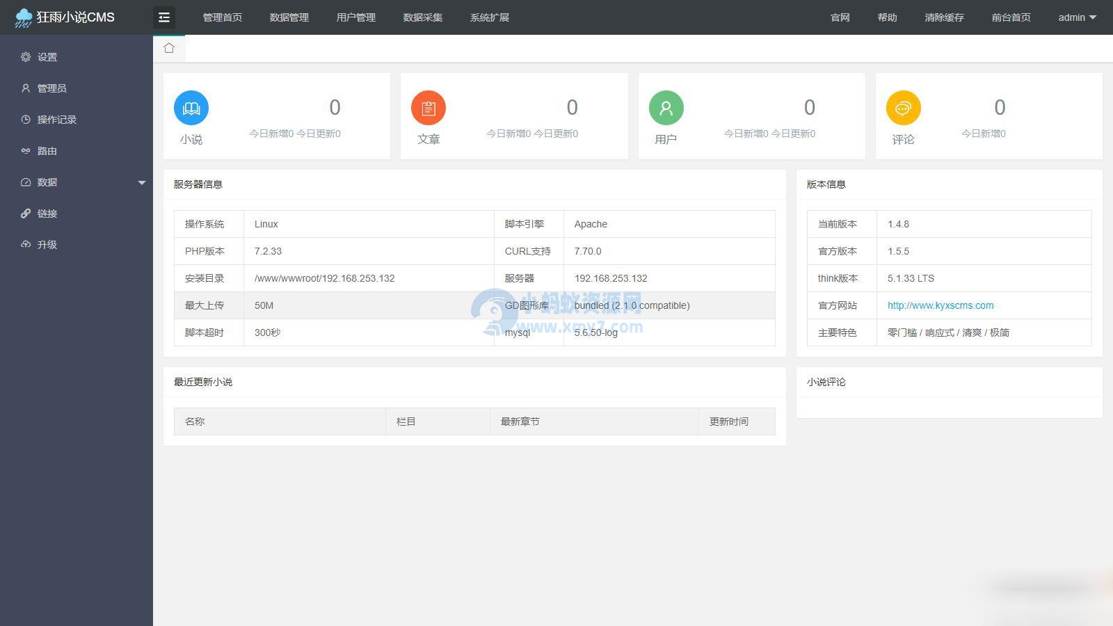 10月狂雨CMS的小说系统小说网站源码 带管理后台手机端和采集 – 聚源副业-聚源资源站