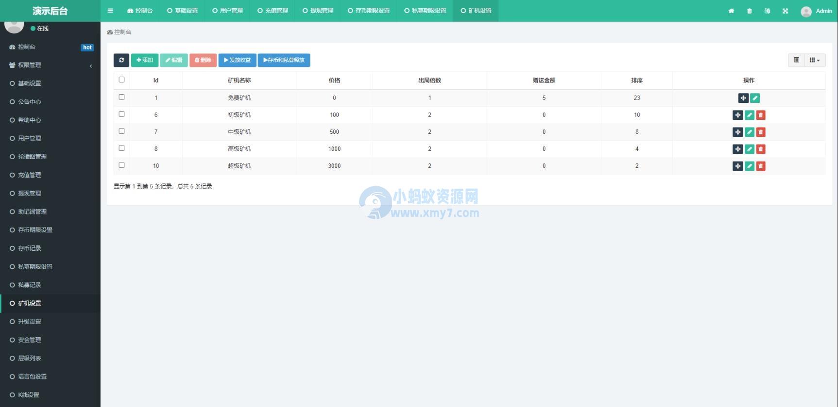 H5打包版双语言的虚拟币矿机交易系统 USDT支付 矿机系统 存币生息
