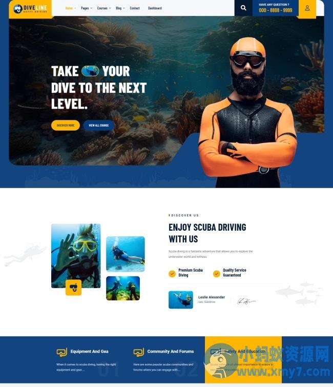 HTML5潜水培训机构网站模板 – 聚源副业-聚源资源站