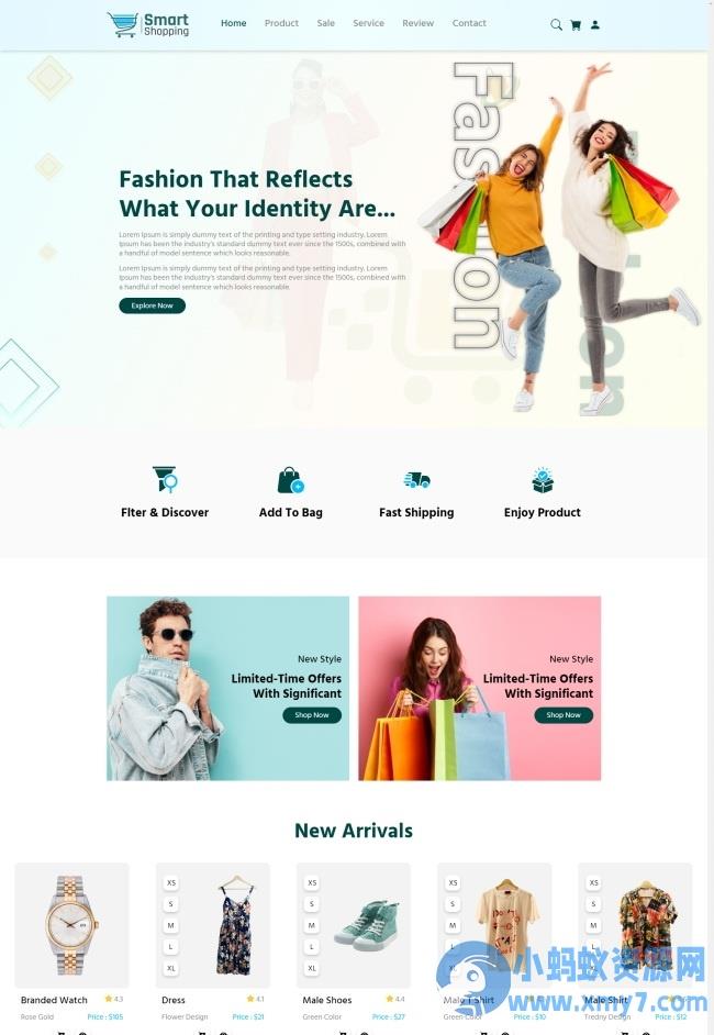 HTML5时尚在线购物服务网站模板 – 聚源副业-聚源资源站