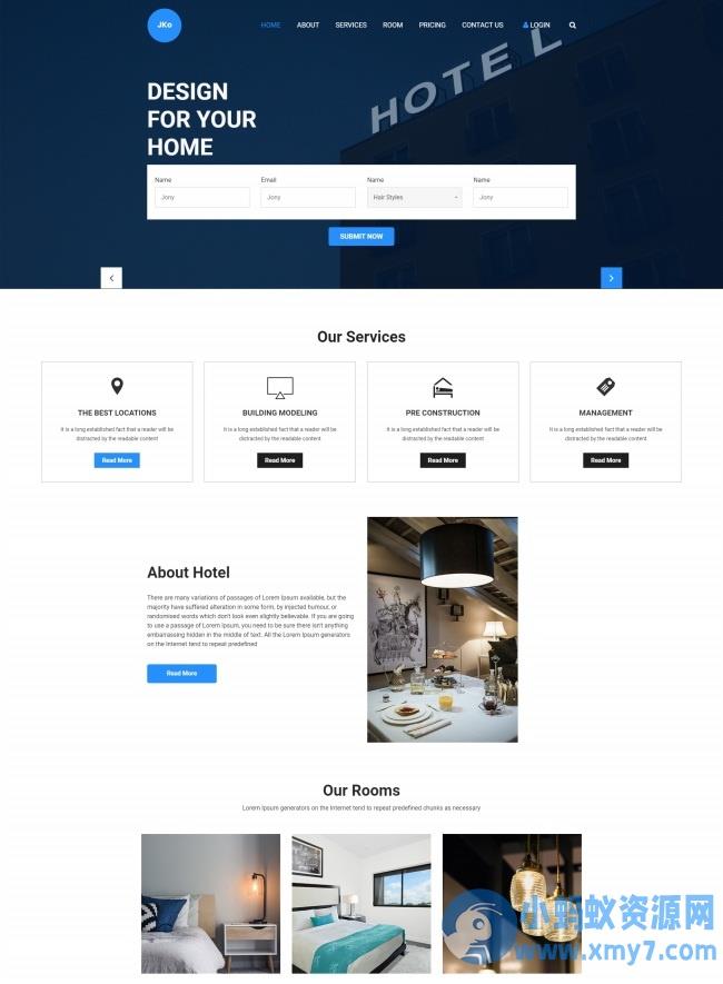 HTML5酒店房间预订服务网站模板 – 聚源副业-聚源资源站