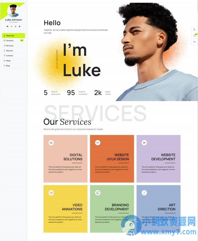UX/UI设计师岗位个人简历作品网页模板 – 聚源副业-聚源资源站
